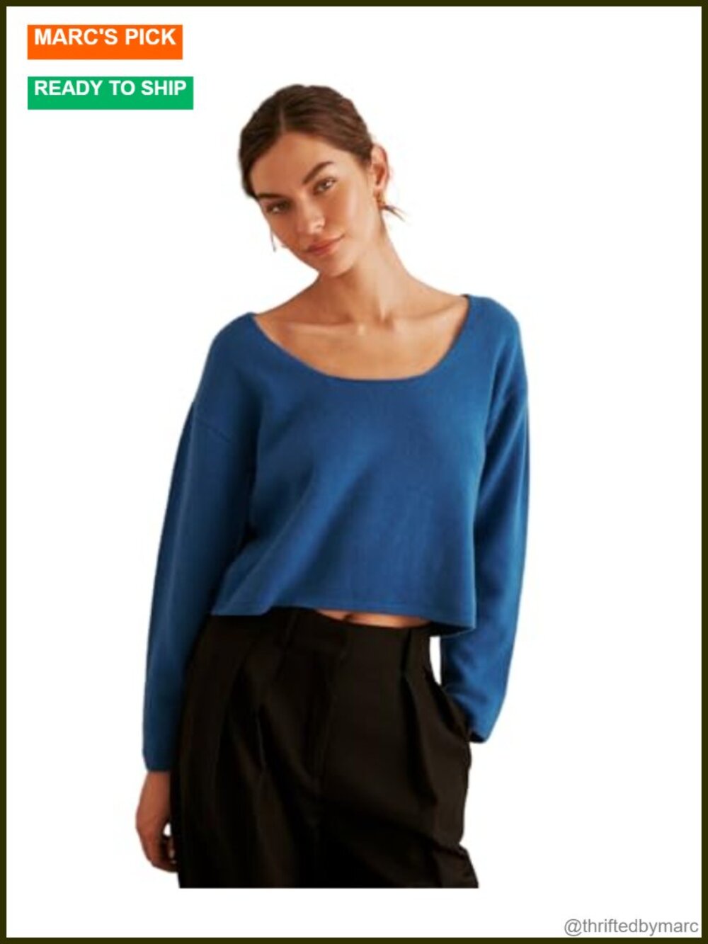 100% Cashmere Reversible Boatneck Pullover Sweater Relaxed Fit